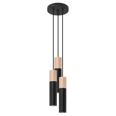 Obrázok produktu pre Závesné svietidlo PABLO 3P čierne 3xGU10 10W oceľ/drevo 100x20x20cm Sollux Lighting