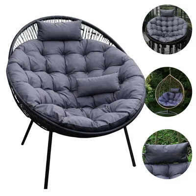 Produktbild von Hängesessel Kissen, Polster für Polyrattan / Rattan Hängeschaukel, Rund Hängekorb kissen, Rückenkissen – XXL 110  cm – dunkelgrau