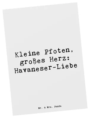 Produktbild von Mr. & Mrs. Panda Ansichtskarte Spruch Havaneser Liebe - Weiß - Geschenk, Postkarte, treuer Begleiter, hypoallergen, Hunderassen Eigenschaften, Ansichtskarten, Postkarten
