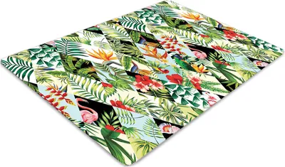 Produktbild von Stuhlunterlage Bürostuhlunterlage 120 cm x 90 cm Bodenmatte Bürostuhlunterlage - Blumen und Vögel