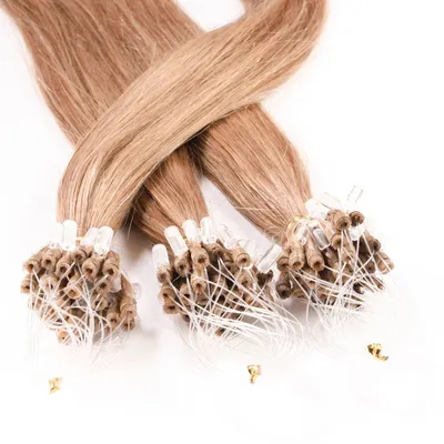 Immagine prodotto di hair2heart Microring Extended capelli umani lisci - 25 ciocche 0,5g 40cm 8/01 biondo chiaro naturale cenere