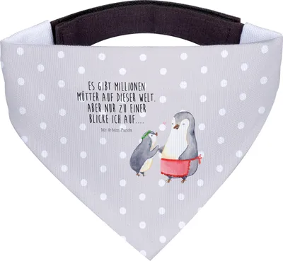 Produktbild von Mr. & Mrs. Panda Halstuch Hund Pinguin mit Kind - Grau Pastell - Geschenk, Muttertag, Hunde, Hunde-Halstuch, Vorbild Mama, Mom, Hundehalstuch, Pinguine, Familie