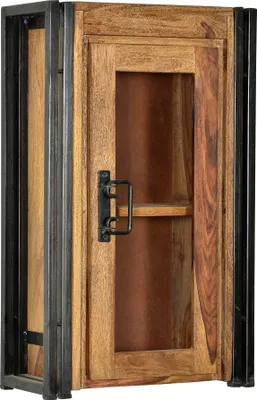 Produktbild von SIT Möbel Hängeschrank | 1 Tür | Akazie natur | Altmetall antikschwarz | B 44 x T 21 x H 72 cm | 09202-01 | Serie PANAMA