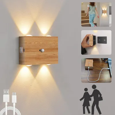 LED-Wandleuchte mit Bewegungsmelder, 3000 K, warmweiß, aufladbar, 4 W