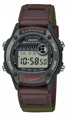 Imagen del producto de Reloj CASIO W-220HF, uni, verde, de cuarzo digital, con correa de tela, resistente al agua hasta 5 bares