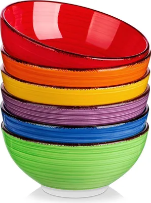 Image de vancasso BONITA Set de saladiers en grès 6 pièces Multicolore 27 Oz - Set de saladiers & bols à pâtes