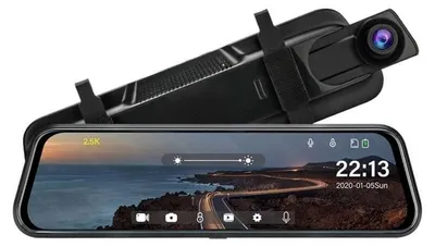 Zdjęcie produktu dla Kamera typu lusterko Techstar® Z78, podwójna, z widzeniem nocnym, z rejestracją cykliczną, z kamerą cofania, rozdzielczość Full HD i 1080P z tyłu, czarna