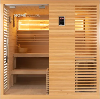 Produktbild von HOME DELUXE - Traditionelle Sauna - NEOLA - 200 x 160 x 200 cm - für 5 Personen - Fichtenholz, inkl. Saunaofen I Dampfsauna Aufgusssauna