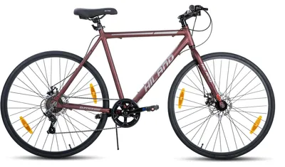Immagine prodotto di Bicicletta da corsa 700C - Unisex, adatta sia per la città che per il trekking - Telaio in alluminio - 7 rapporti - Freni a disco meccanici anteriori e posteriori - Ruote da 71 cm - Colore: rosso - Taglia: M