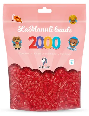 Produktbild von La Manuli Bügelperlen Rot 2000 Stück Midi 5 mm, Steckperlen Nachfüllpack in einer Farbe, Perlen zum Bügeln, Bastelperlen Beads