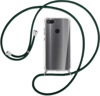 Produktbild von Handykette Backcover-Schutzhülle mit Band (Metall silberfarben) für Xiaomi Mi 8 Lite - dunkelgrün