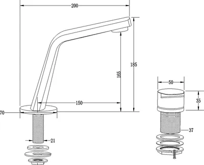 Produktbild von Waschtischarmatur Badarmatur XELO-Flex 160 - Flacher Auslauf - Neoperl-Strahlregler - Hochdruckarmatur, Farbe:Chrom