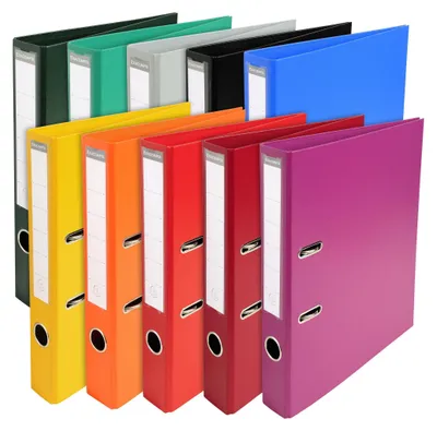 Produktbild von Exacompta 53054E 10er Pack Premium PVC-Ordner Prem´Touch. 5 cm schmal DIN A4 Ringordner Aktenordner Briefordner Büroordner Plastikordner Schlitzordner farbig sortiert