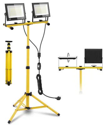 LED-Baustrahler mit Stativ, 200 W, 20000 lm, 6500 K, IP66