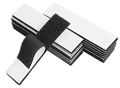 Produktbild von Extra starkes, selbstklebendes Klettband, 12 Stück doppelseitiges schwarzes Klettband für Wände/Böden/Türen/Glas/Metall