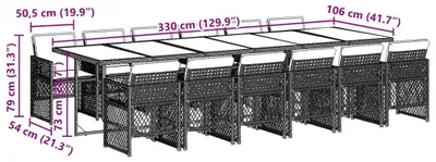 Obrázek produktu pro vidaXL 13dílný zahradní jídelní set s polštáři hnědý polyratan