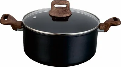 Obrázek produktu pro Voltz hrnec, 24x15 cm, objem 6,5 l, s nepřilnavým povrchem, s teplotním senzorem, vhodný pro indukční vařiče, černý