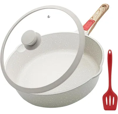 Productafbeelding van Koekenpan met deksel, antiaanbaklaag, 28 cm, 4,3 liter. Wokpan. Afneembaar handvat. Geschikt voor alle soorten fornuizen. Wit