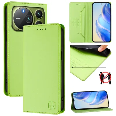 Obrázek produktu pro Kožené pouzdro pro Honor Magic9 Pro Max, flipové pouzdro s přihrádkami na karty, peněženkou a stojánkem Zelený