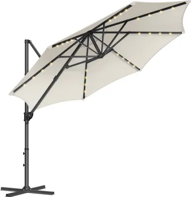 Produktbild von SONGMICS Sonnenschirm, ∅300 cm, 28 Solar-LED-Leuchten, UPF 50+, um 360° drehbar