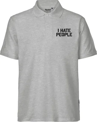 Produktbild von Huuraa Herren Polo Shirt I HATE PEOPLE XL Sport Grey Bio Baumwolle Fairtrade Poloshirt Geschenkidee