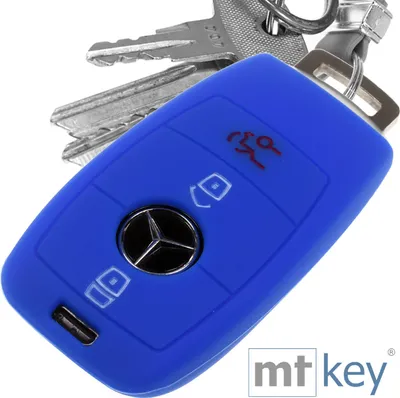 Produktbild von Auto Schlüssel Hülle Silikon Schutz Cover Blau kompatibel mit Mercedes Benz E-Klasse W213 S213 C238 A238 3 Tasten KEYLESS SMARTKEY