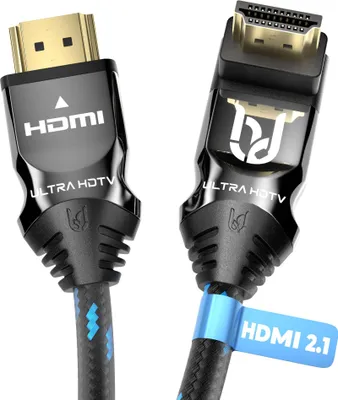Produktbild von Ultra HDTV 8K HDMI 2.1 Kabel 90° Winkelstecker, 1,5m, 48 Gbps, 8K@60Hz, 4K@120Hz, Aluminium, Nylonmantel, für TV, Monitor, PS5, Xbox