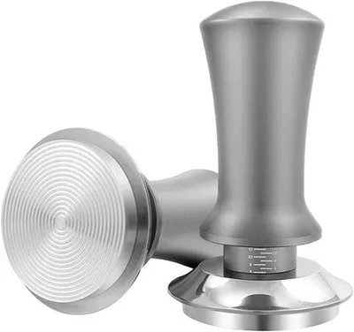 Image de Tasseur à espresso - Outil de barista - Fonction de retour automatique - 58 mm / 51 mm - Argent