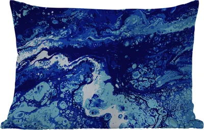 Produktbild von MuchoWow® Outdoor Kissen - Marmor - Blau - Aquarell - 60x40 cm - Wetterfest - Lounge Kissen - Zierkissen - Kissen für Innenräume