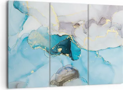 Produktbild von Bild auf Leinwand - Leinwandbild - 3 Teile - Marmor Modern Blau - 105x70cm - Wand Bild - Wanddeko - Wandbilder - Leinwanddruck - Bilder - Wanddekoration - Leinwand bilder - Wandbild - CE105x70-4792