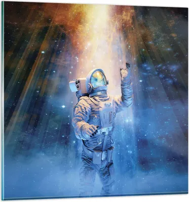 Produktbild von Bilder auf glas - Einteilig - Astronaut Licht Kosmos - 40x40cm - Glasbilder - Wandbilder - Bilder - zum Aufhängen bereit - Wanddekoration aus Glas - Glas Bilder - Wandbild auf Glas - GAC40x40-4672