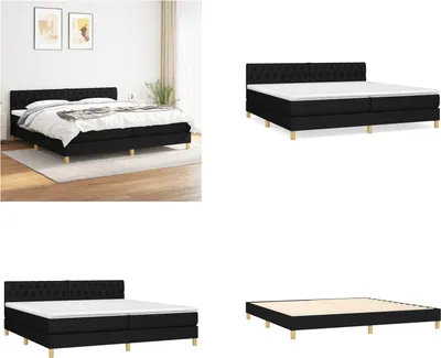 Produktbild von vidaXL Boxspringbett mit Matratze Schwarz 200x200 cm Stoff - Boxspringbett - Boxspringbetten - Bett - Schlafzimmermöbel