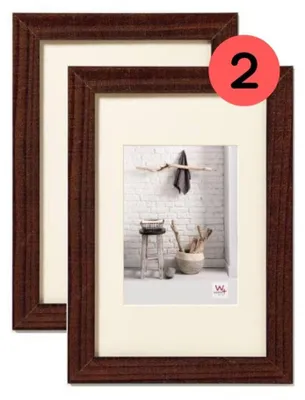Fotolijsten 2er-Set 20x30 cm Holz Walnuss mit Passepartout