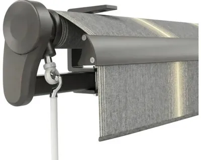 Produktbild von Soluna Gelenkarmmarkise Trend 4,5x3 Stoff Dessin D417 Gestell DB703 dunkelgrau Antrieb Links inkl. Motor, Wandschalter u