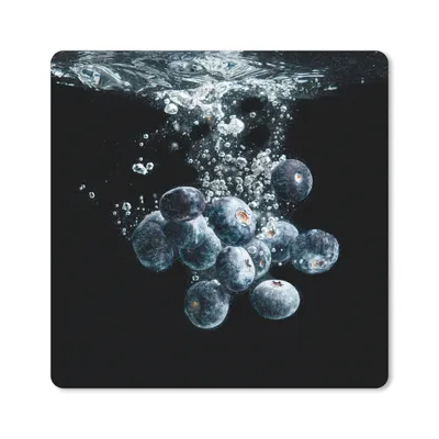 Produktbild von MuchoWow® Mauspad Mousepad Blaubeeren - Obst - Beeren - Stillleben - Wasser - Schwarz 20x20 cm - Mousepads - Maus Mat - Pad - Mausunterlage - Desk Mat - Bureauartikeln