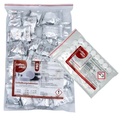 Produktbild von 25 Entkalkungstabletten+ 50 Reinigungstabletten für Kaffeevollautomaten | Top-Pflegeset