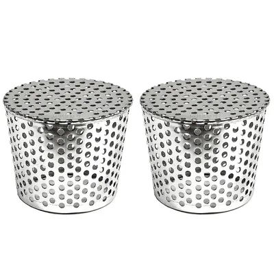 Produktbild von Dachrinnensieb Edelstahl 2er Set, konischer Laubfänger für Fallrohr, Regenrinne & Gartenablauf, silber