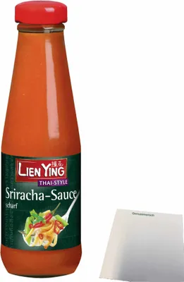 Produktbild von Lien Ying Thai Style Sriracha-Sauce scharf (200ml Flasche) + usy Block