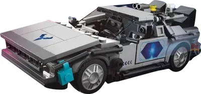 A Lego-style model of the DeLorean time machine from Back to the Future.