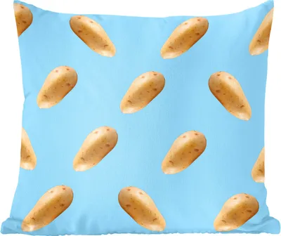 Produktbild von MuchoWow® Zierkissen Sofakissen Wohnzimmer Dekokissen 45x45 cm Kartoffel - Muster - Blau - Schlafpolster - Polster für das Sofa