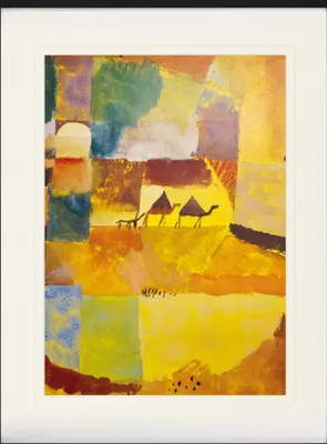 Obrázek produktu pro Paul Klee Zarámovaný obraz s elegantním paspartováním | Obrazy na zeď | V rámu - Dva velbloudi a osel, 1919 (80 x 60 cm)