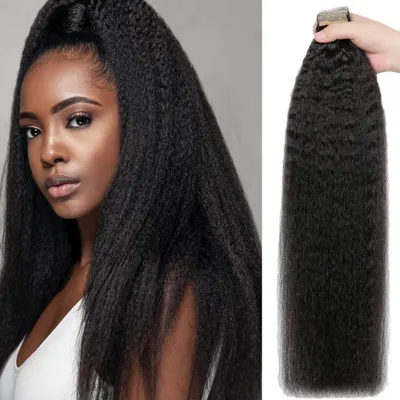 Productafbeelding van Haarverlengingen, echt haar, krullend steil, zwart, 26 inch, 20 stuks, 50 gram