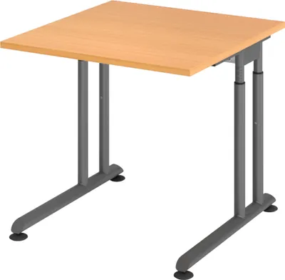 Produktbild von bümö Schreibtisch Serie-Z - Nachbildung: Buche, Größe:  80 x 80 cm, Gestell: Graphit