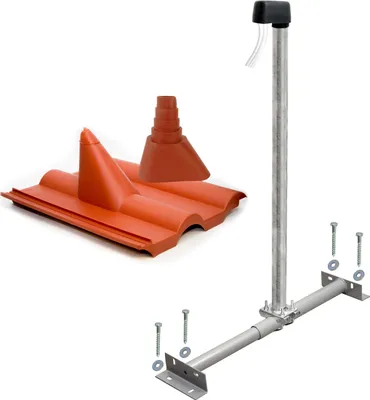 Produktbild von PremiumX BASIC TV SAT Dachsparrenhalter 100cm Mast für Satellitenantenne | Frankfurter Antennenziegel Set rot