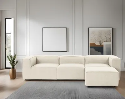 Produktbild von Hanah Home, Fora - Ecru, Ecksofa, 100 % Hainbuche, Ekru, 297 x 190 x 66 cm