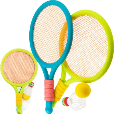 Image de Set de badminton, volant à ressort, raquettes de couleur, set de jeu
