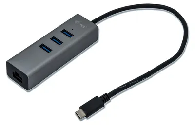 Produktbild von i-tec Metal USB-C HUB 3 Port + Gigabit Ethernet Adapter, Grau, LAN, Realtek 0411, Realtek 8153, 96 mm, 30 mm, 21 mm