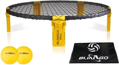 Produktbild von Famanu Roundnet-Spielset - Komplett mit 3 Bällen, Pumpe, Tragetasche und Spielregeln