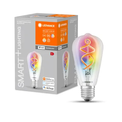 Obrázok produktu pre Ledvance Smart LED žiarovka WiFi, Edison, 4,5 W nahrádza 60 W, E27, RGBW, číra (00217634)