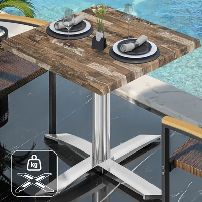 Produktbild von WTG | Bistro Außen Tisch | B: T: H: 70 x 70 x 75,5 cm | Vintage Old / Aluminium | Quadratisch | Zusatzgewicht | Bistro Tisch Gastro Tisch